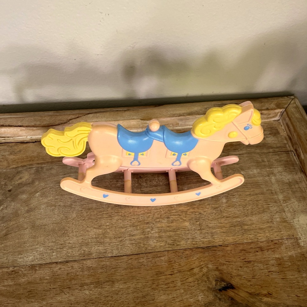 Vtg HEART FAMILY Double Rocking Horse 1980s Barbie Doll House Accessory Twins